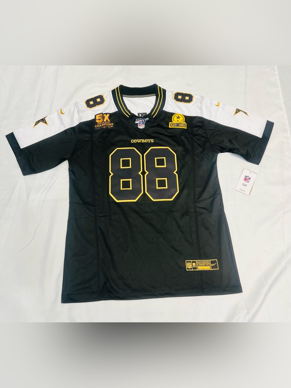 NFL Cowboys #88 Black and White Jersey with Gold Accents
